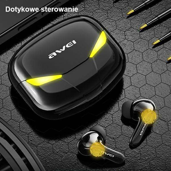 AWEI słuchawki Bluetooth 5.0 T35 TWS+ stacja dokująca gamingowe czarny/black