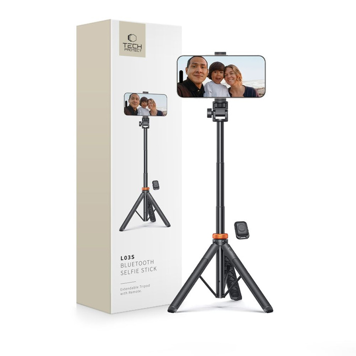 TECH-PROTECT L03S BEZDRÁTOVÁ SELFIE TYČ STATIV ČERNÁ