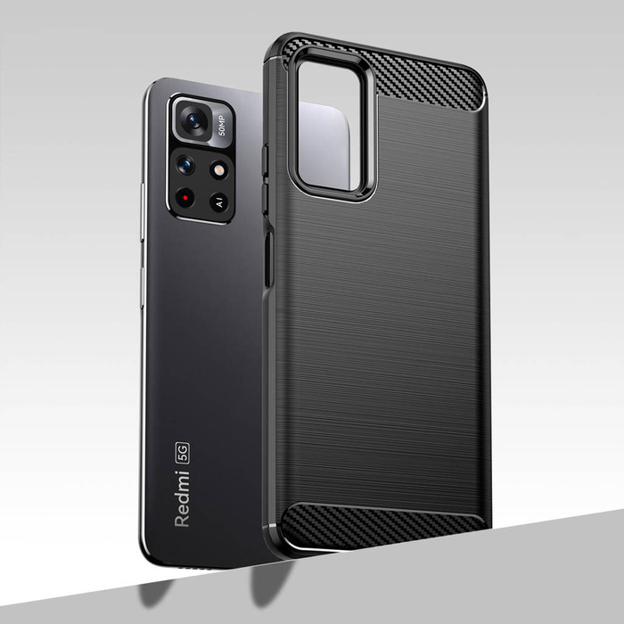 Carbone Case flexible coque couverture Xiaomi Redmi Note 11T 5G / Redmi Note 11S 5G / Poco M4 Pro 5G noir