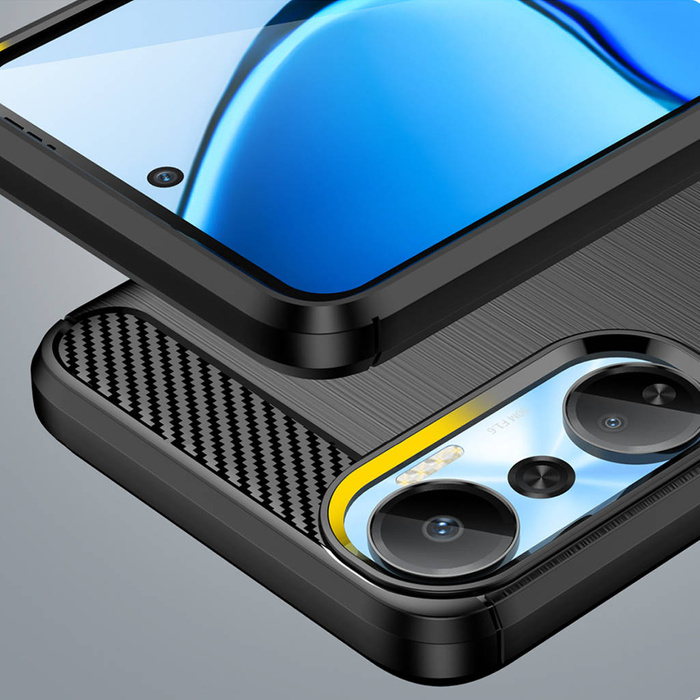 Custodia Carbon Case per Infinix Hot 20 cover in carbonio flessibile in silicone nero