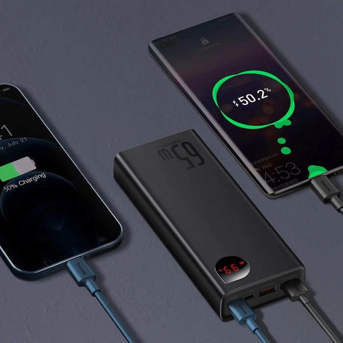Baseus Adaman power bank 2x USB / 1x USB Type C / 1x micro USB 20000mAh 65W Quick Charge 4.0 Power Delivery Black (PPIMDA-D01)