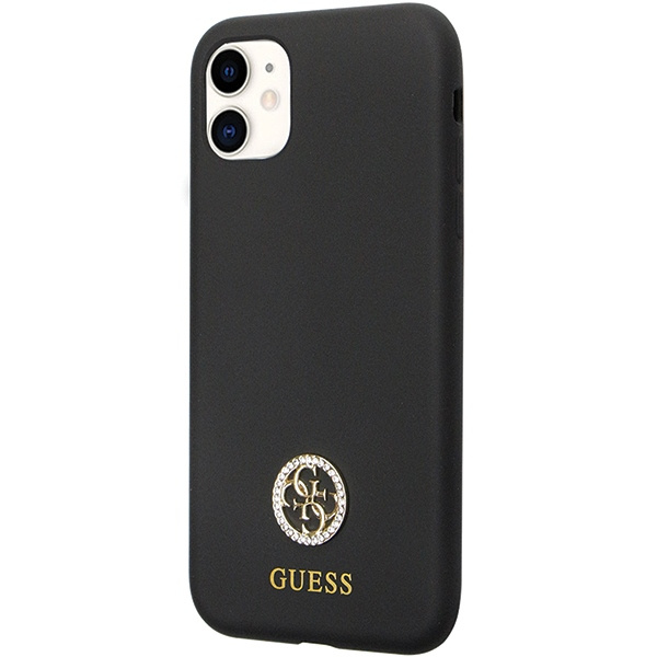 Case Guess GUHCN614DGPK iPhone 11 / Xr 6.1" black/black hardcase Silicone Logo Strass 4G Case