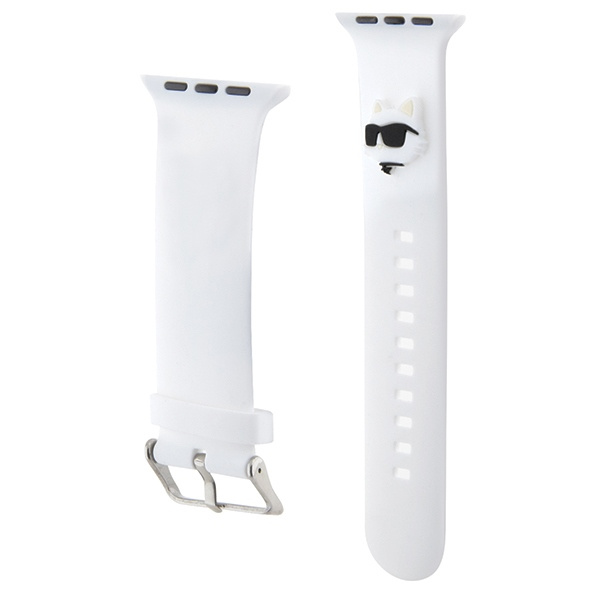 Karl Lagerfeld Pasek KLAWLSLCNH Apple Watch 42/44/45/49mm biały/white strap 3D Rubber Choupette Head 