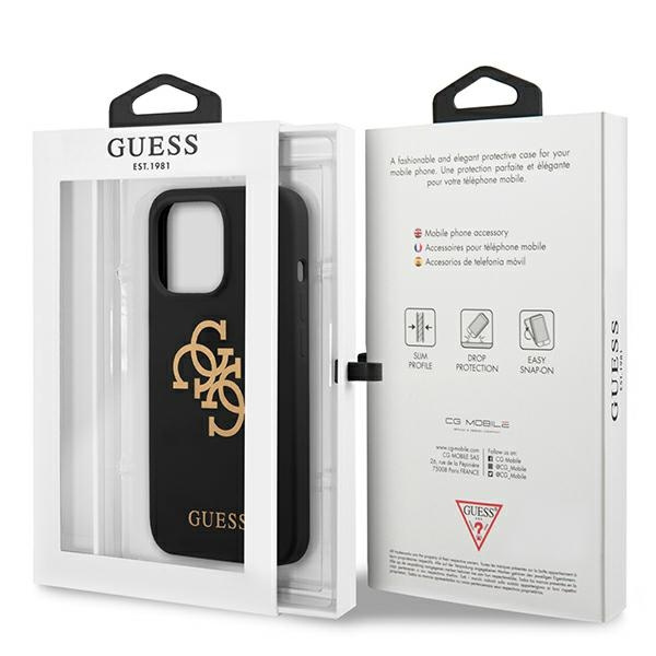 Case GUESS Apple iPhone 13 13 Pro Silicone 4G Logo Black Hardcase