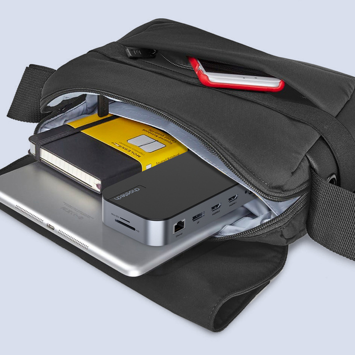 HUB Choetch M52 USB-C - USB-C PD/USB-C/USB-A/HDMI/VGA/DP/SD/TF/RJ45/AUX - gris