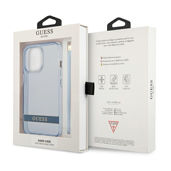 Hülle GUESS Apple iPhone 13 13 Pro Transluzent Stap Blau Hartcase