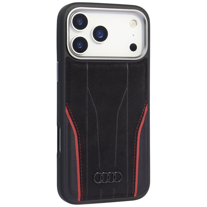 Etui Audi R8 Genuine Leather MagSafe do  iPhone 17 Pro czarno-czerwony
