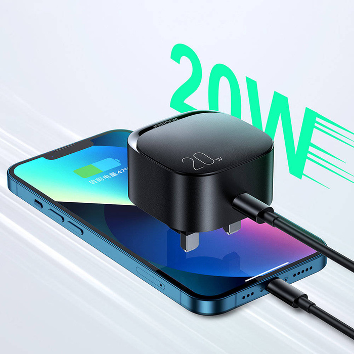 Malá rychlá nabíječka USB typu C PD 20W EU zástrčka černá (L-P210)