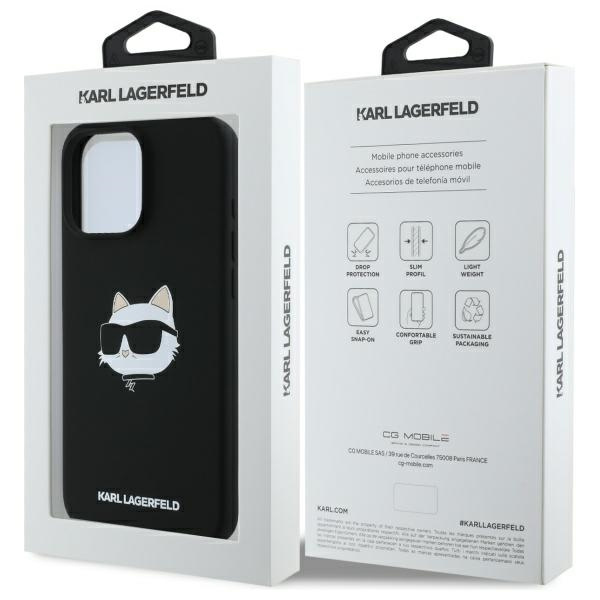 Etui Karl Lagerfeld iPhone 16 Pro czarny/black HC MagSafe Sil Choupette Head Print
