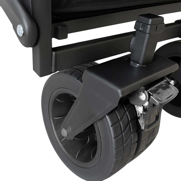 Wózek Wozinsky WZP-100 plażowy, turystyczny, ogrodowy, wytrzymały, szerokie koła, z siatką bezpieczeństwa do 100 kg - czarny