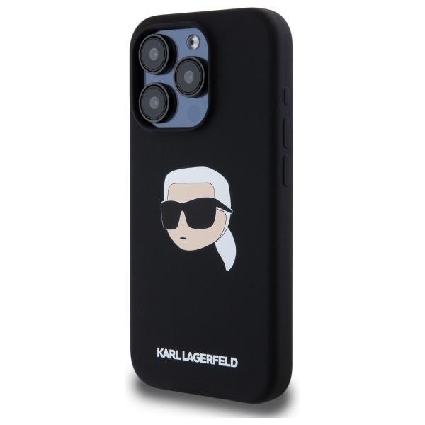 Karl Lagerfeld KLHMP15XSKHPPLK iPhone 15  Pro Max 6.7" czarny/black hardcase Silicone Karl Head Print MagSafe