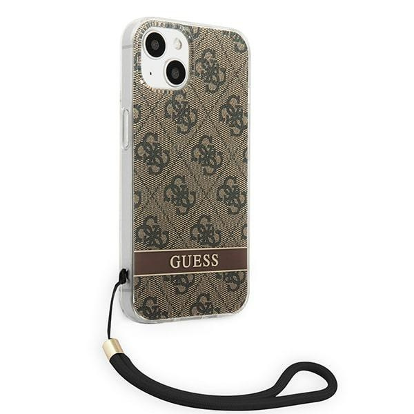 Guess GUOHCP14SH4STW iPhone 14 6.1" brown/brown hardcase 4G Print Strap
