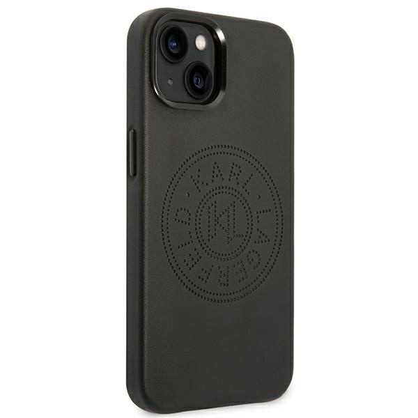 Hülle Karl Lagerfeld iPhone 14 Plus 6.7" hartcase schwarz/schwarz Leder Perforiertes Logo
