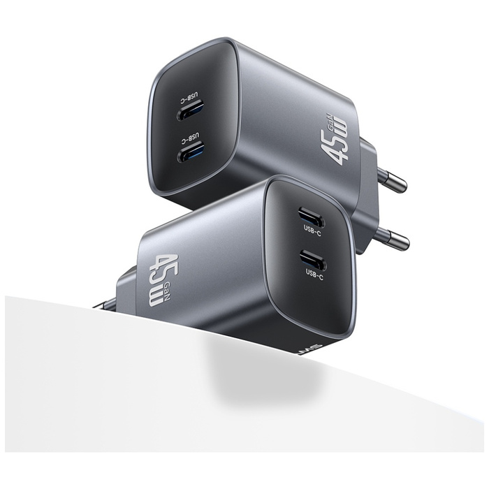 Ładowarka sieciowa USAMS CC305 T66 45W   GaN 2xUSB-C tarnish