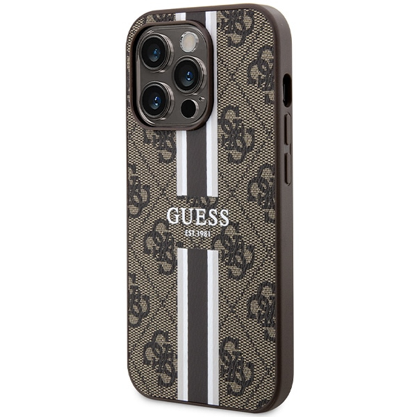 Etui Guess Guhmp15lp4rpsw Iphone 15 Pro 6.1" Brązowy/brown Hardcase 4g Printed Stripes Magsafe Case