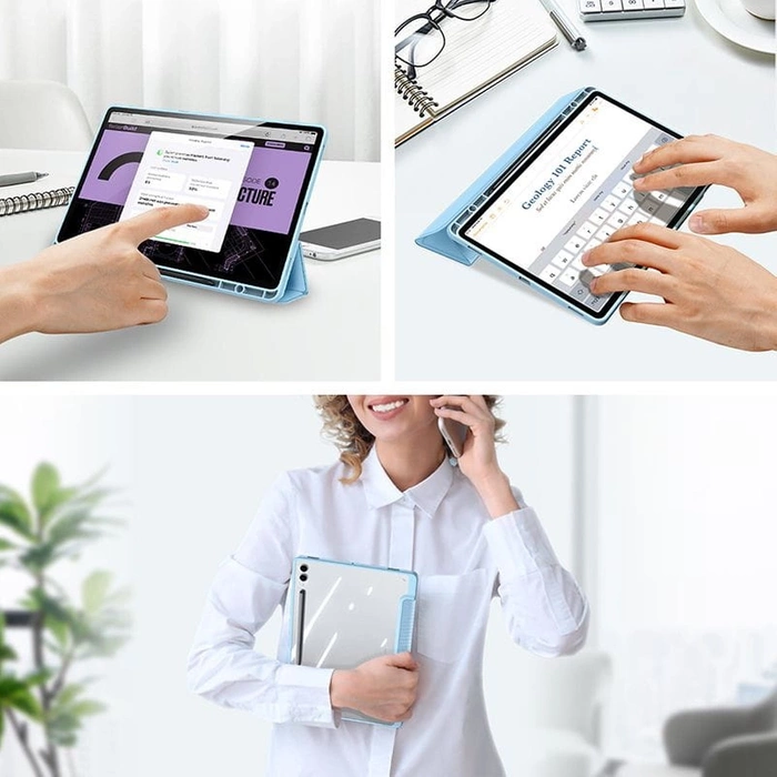 Étui Dux Ducis Toby avec support à rabat pour Samsung Galaxy Tab S9 FE - bleu