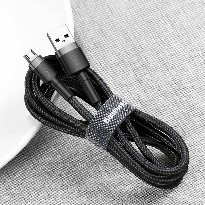 Baseus Cafule Cable odolný nylonový kabel USB / micro USB QC3.0 2.4A 1M černo-šedý (CAMKLF-BG1)