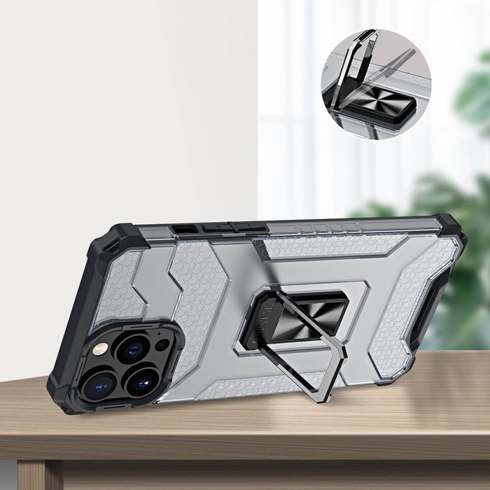 Křišťálový kroužek Case obrněný hybridní pouzdro kryt + magnetic držák iPhone 11 Pro červený