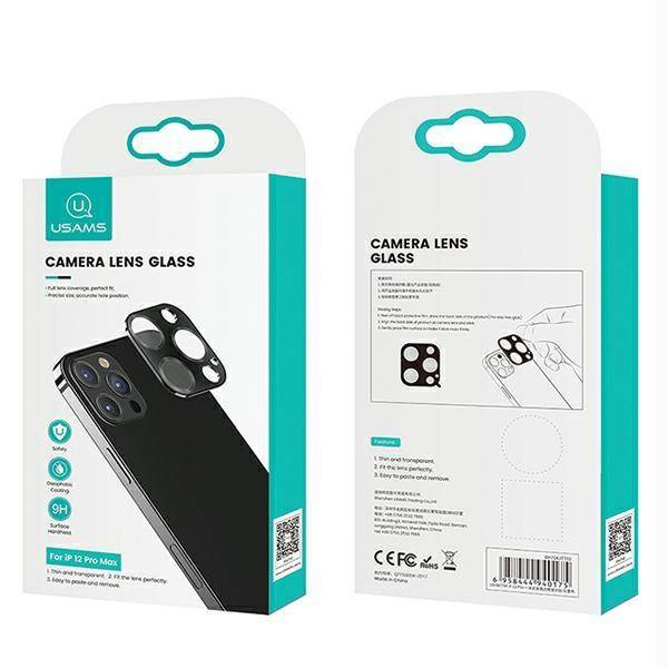 USAMS Verre trempé Apple iPhone Verre de protection de l'objectif de 12 appareils photo métal rouge