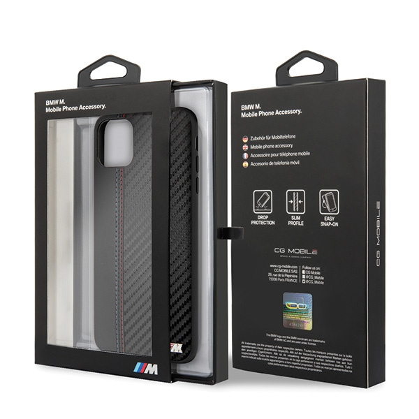 BMW Hülle Apple iPhone 11 Pro Max PU Carbon Schwarz Hülle