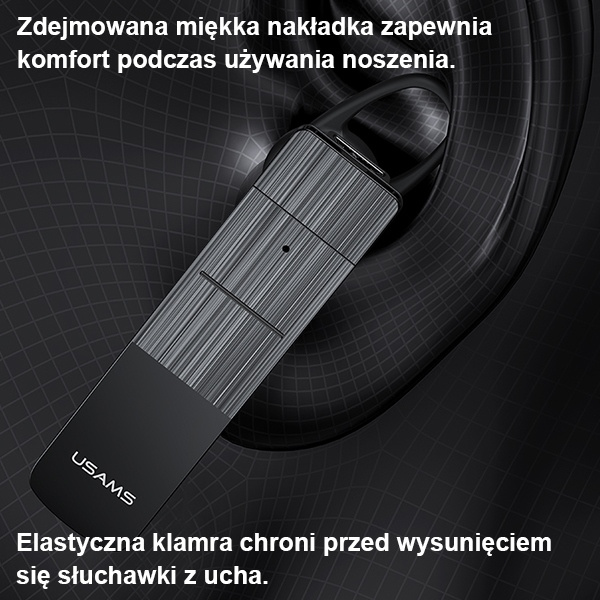 Sluchátka USAMS Bluetooth 5.0 BT2 černá/černá BHUBT201 (USAMS-BT2)