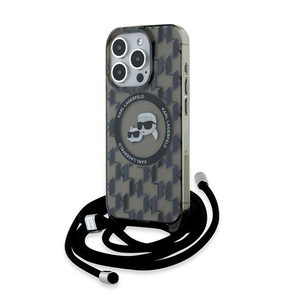 Etui Karl Lagerfeld KLHMP15XHCKCKLCK iPhone 15 Pro Max 6.7" czarny/black hardcase IML Crossbody Monogram Karl & Choupette Head MagSafe