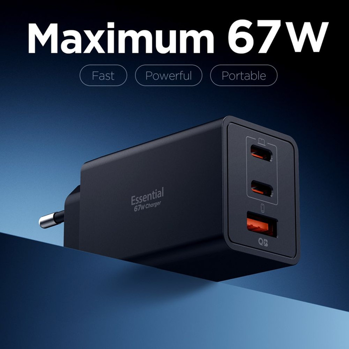 Spigen ESSENTIAL EE673EU CHARGEUR RÉSEAU 3 PORTS 67W NOIR