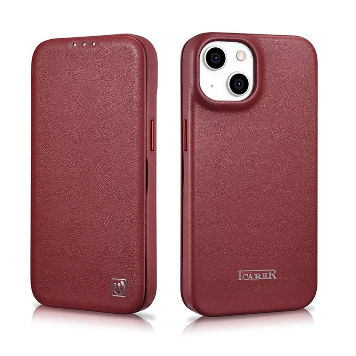 iCarer CE Premium Leather Folio Case iPhone 14 Flip Magnetic MagSafe Red (WMI14220713-RD)