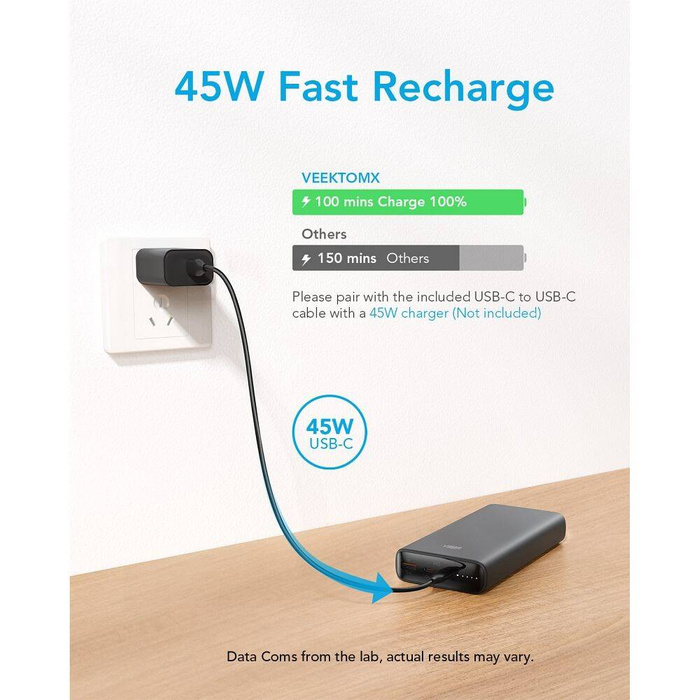 Powerbank Veger T100 (W2032C-100) PD QC3.0 5A 100W 20000 mAh czarny