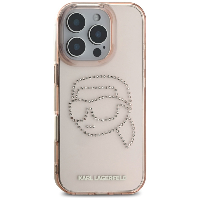 Etui Karl Lagerfeld IML Rhinestones Karl  Head do iPhone 16 Pro Max różowy