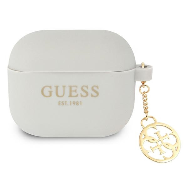 Hülle GUESS Apple AirPods 3 Abdeckung Silikon Charme 4G Sammlung grau Case