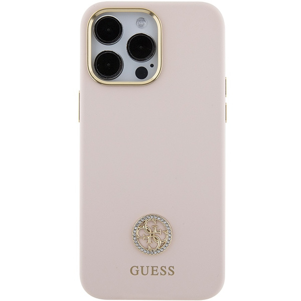 Guess GUHCP15XM4DGPP iPhone 15 Pro Max 6.7" pink/pink hardcase Silicone Logo Strass 4G