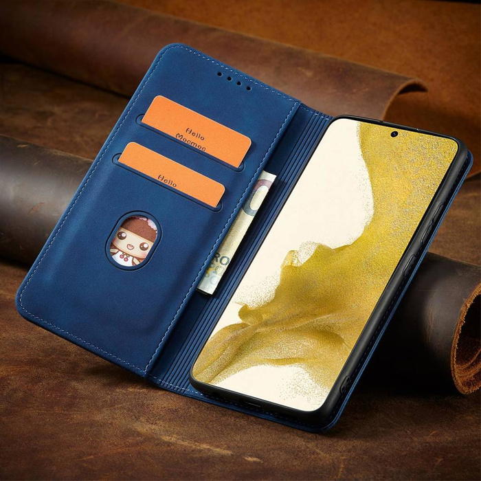 Magnet Fancy Case Funda para Samsung Galaxy S22 + (S22 Plus) Funda Monedero Tarjetero Azul