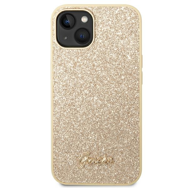 Hülle Guess iPhone 14 Plus 6,7" gold/gold hart case Glitter Schrift