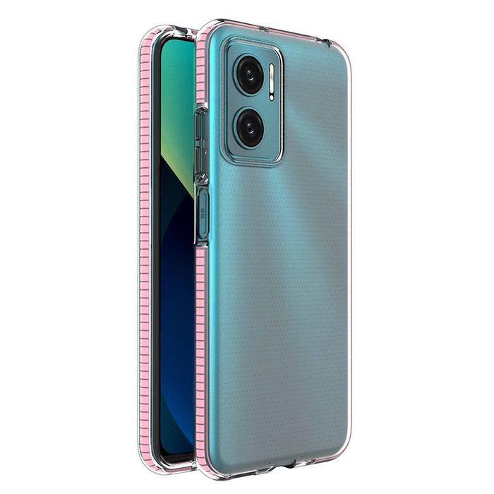 Housse de protection à ressort pour Xiaomi Redmi Note 11E / Redmi 10 5G / Redmi 10 Prime+ 5G / Poco M4 5G Housse en silicone avec cadre Rose clair