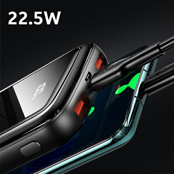 USAMS Powerbank PB58 10000mAh 22,5W QC3.0 + PD Fast Charge černá / černá 10KCD16101 (US-CD161)