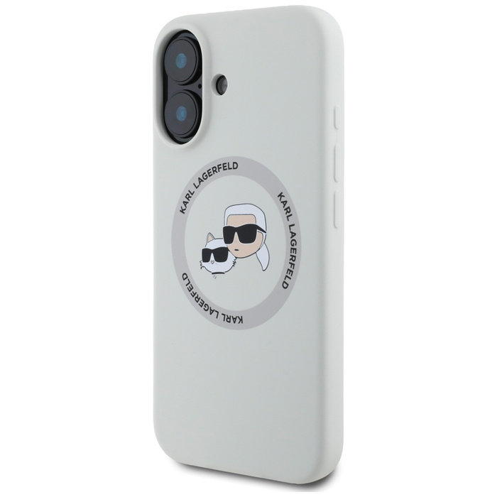 Etui Karl Lagerfeld Silicone Double       Heads And Circle MagSafe do iPhone 16 beżowy