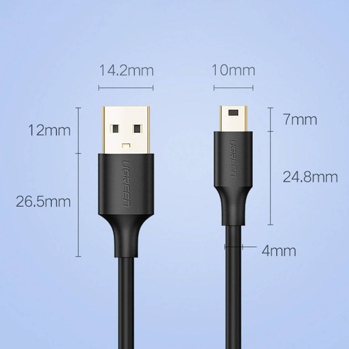 Ugreen kabel USB - mini USB kabel 480 Mbps 2 m černý (US132 30472)