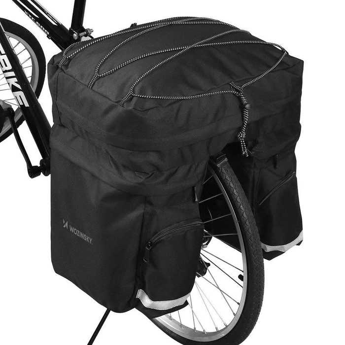 Sacoche de vélo spacieuse Wozinsky 60 l pour le coffre (housse de pluie incluse) noir (WBB13BK)