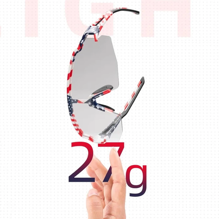 Rockbros Radsportbrille Photochrom mit UV-Schutz und Korrektureinsatz 14120008002 - USA Pattern - Weiß