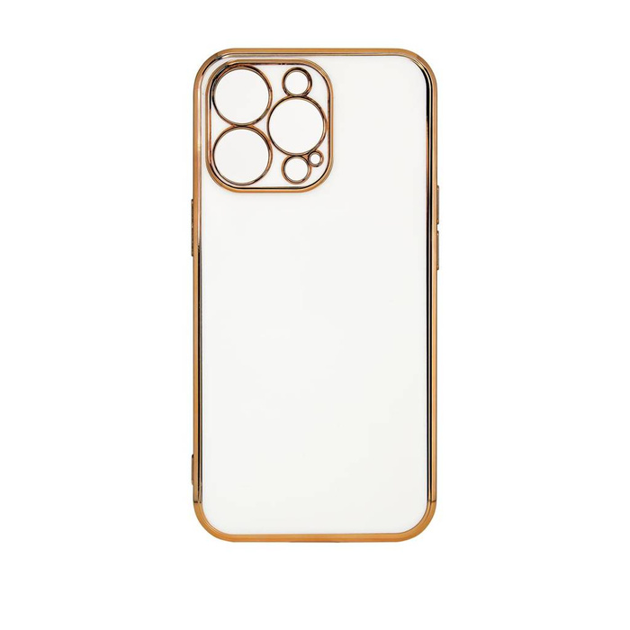Funda de color de iluminación para iPhone 12 Pro Max cubierta de gel blanco con marco dorado