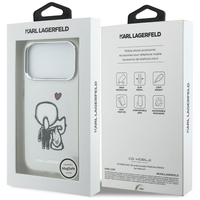 Etui Karl Lagerfeld Karl & Choupette     Back MagSafe do iPhone 17 Pro przezroczysty