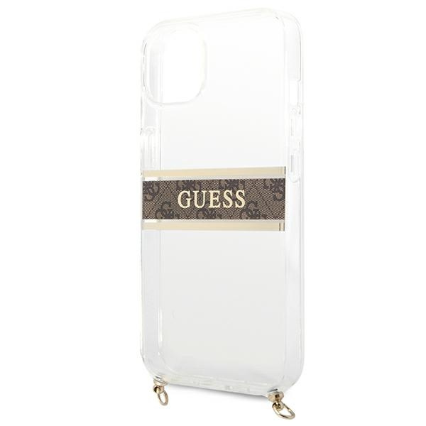 Coque GUESS Apple iPhone 13 Mini 4G Brown Strap Gold Chain Clear Hardcase