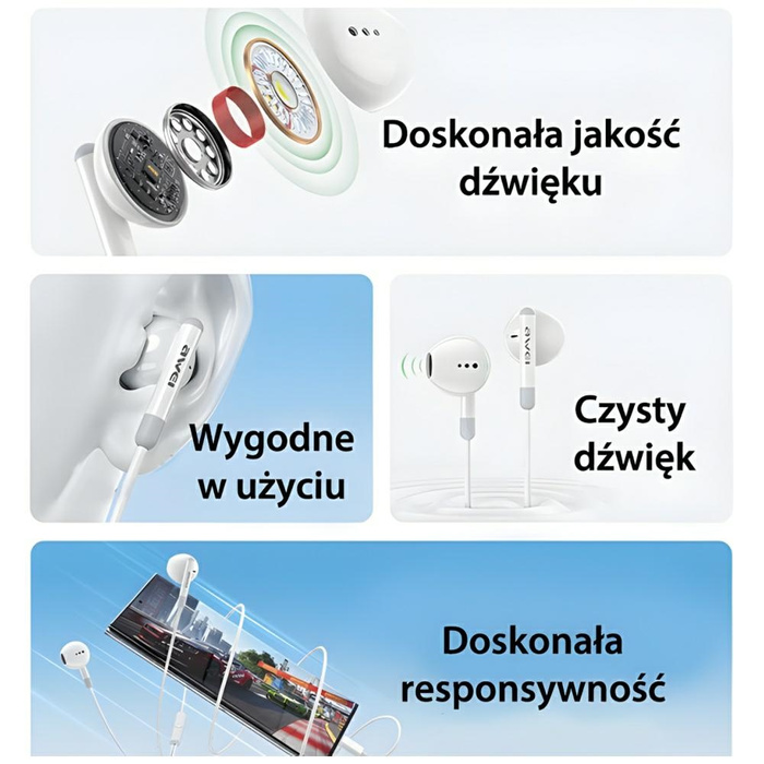 AWEI słuchawki stereo PC-6T USB-C czarny/black