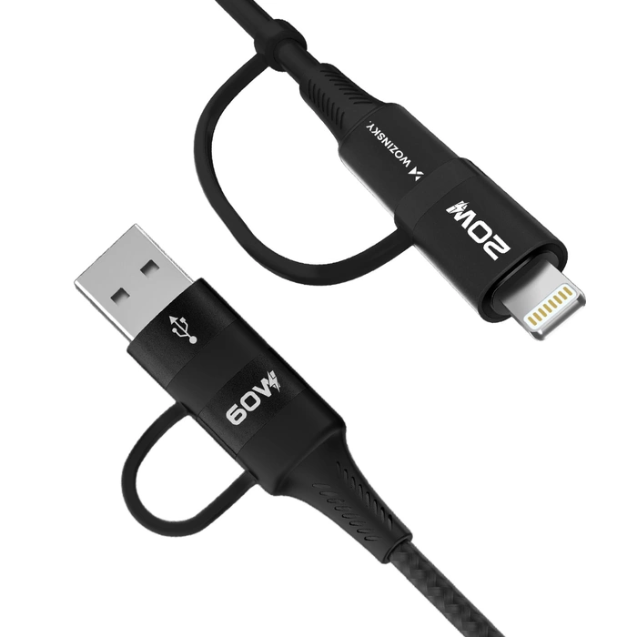 Wozinsky WNBAA 4v1 kabel 2x USB-C 1x USB-A 1x Lightning 60W 1 m - černý