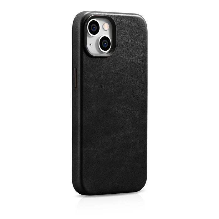 iCarer Oil Wax Premium Leather Case iPhone 14 Étui en cuir magnétique avec MagSafe Noir (WMI14220701-BK)