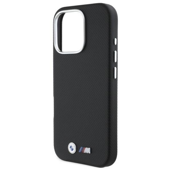 Hülle BMW iPhone 16 Pro schwarz/schwarz hartcase M Edition Kevlar ummanteltes Metall
