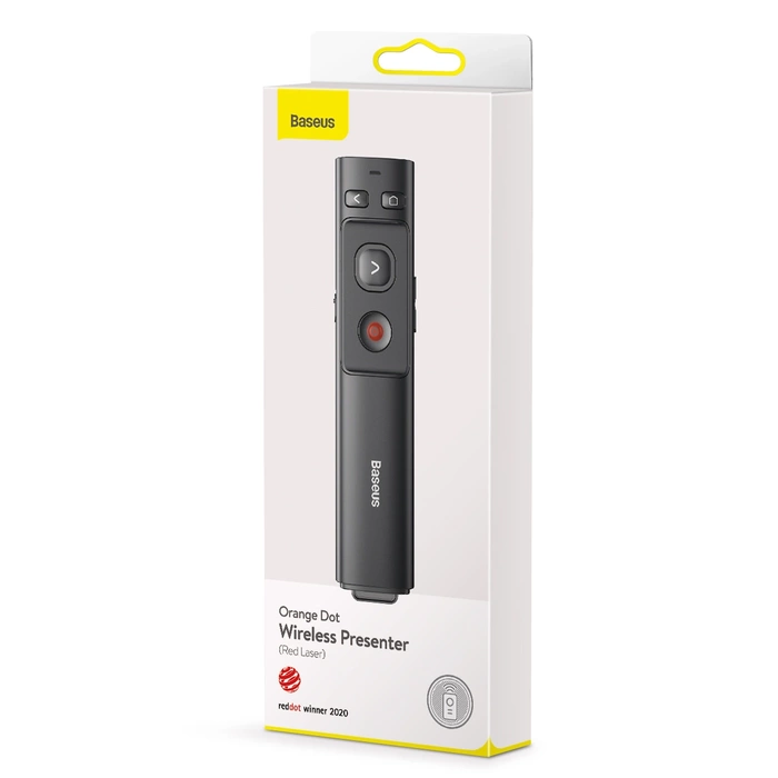 Baseus Orange Dot Multifunctional remote control for presentation, with a red laser pointer - gray