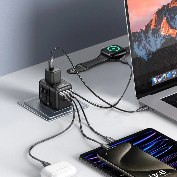 Joyroom JR-TCW01 Reiseadapter universal 17W EU / US / UK / JP / AU / CN - Schwarz