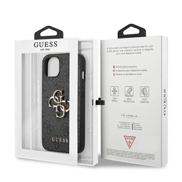 ETUI Guess GUHCP13M4GMGGR iPhone 13 6,1" gris/gris étui rigide 4G Big Metal Logo CASE